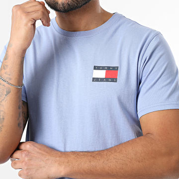 Tommy Jeans - Tee Shirt Slim Essential Flag 0740 Bleu