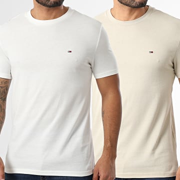 Tommy Jeans - Lot De 2 Tee Shirts Jersey 0687 Beige Clair Beige