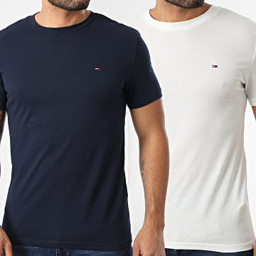 Tommy Jeans - Lot De 2 Tee Shirts Jersey 0687 Beige Clair Bleu Marine
