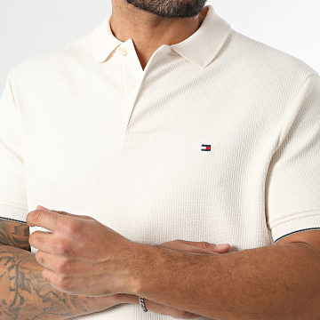 Tommy Hilfiger - Polo Manches Courtes Texturé Regular Fit Seersucker 1619 Beige Clair
