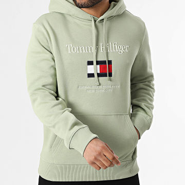 Tommy Hilfiger - Sweat Capuche Embroidery Flag 2735 Vert Kaki Clair