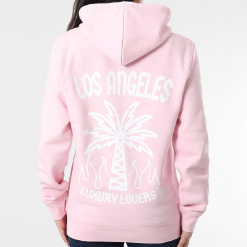 Luxury Lovers - Felpa con cappuccio Donna Palm LA Bianco Rosa
