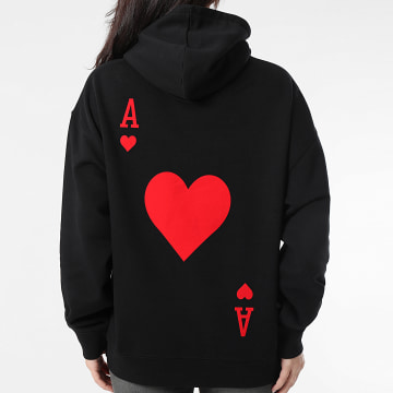 Luxury Lovers - Felpa con cappuccio Relaxed Donna The Ace Of Hearts Rosso Back Nero