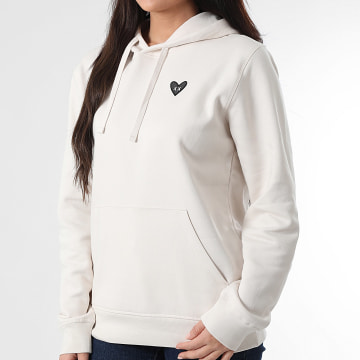Luxury Lovers - Felpa con cappuccio Donna Black Heart Embroidery Beige