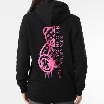 Teddy Yacht Club - Sweat Capuche Femme Atelier De Couture Noir Rose