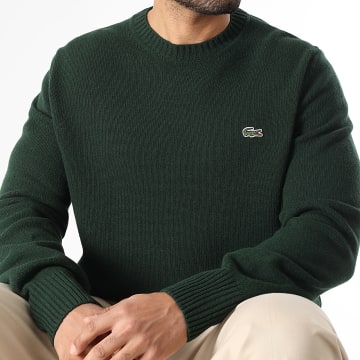 Lacoste - Pull Classic Fit Logo Brodé Crocodile Vert Foncé