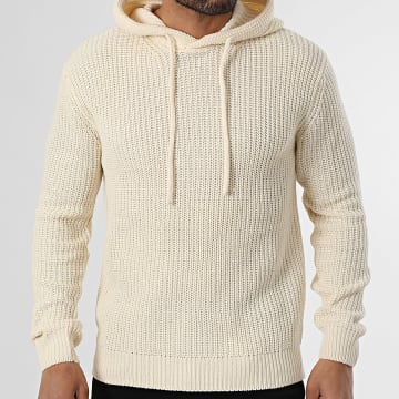 Paname Brothers - Pullover Kapuze Rippstrick 1013 Hellbeige