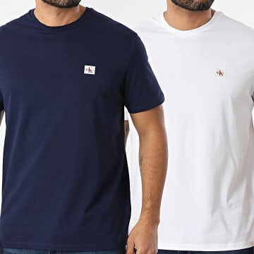 Calvin Klein - Pack de 2 Tee Shirts RD248G Blanco Azul Marino