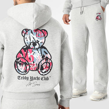 Teddy Yacht Club - Conjunto Sudadera con capucha de cremallera y Pantalón Jogging Art Series Rosa Gris Jaspeado