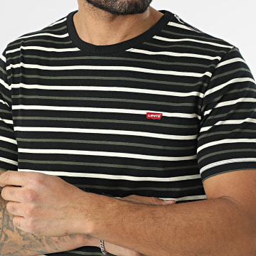 Levi's - Gestreiftes T-Shirt 56605 Schwarz Beige Olivgrün