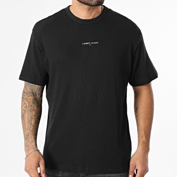 Tommy Jeans - Tee Shirt Oversize Linear Logo 1110 Noir
