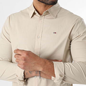 Tommy Jeans - Camisa de Manga Larga Slim TJM Original Stretch 4405 Beige