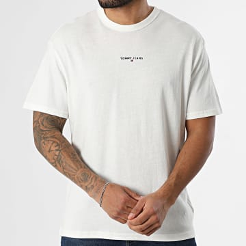 Tommy Jeans - Tee Shirt Oversize Linear Logo 1110 Blanc