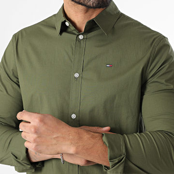 Tommy Jeans - Camisa de Mangas Largas TJM Original Stretch 4405 Verde Kaki