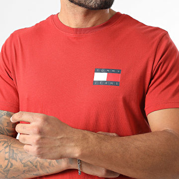 Tommy Jeans - Tee Shirt Slim Essential Flag 0740 Rouge