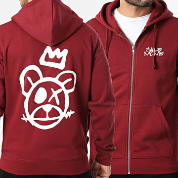 Sale Môme Paris - Felpa con zip e cappuccio Nounours Royalty Bordeaux Bianco