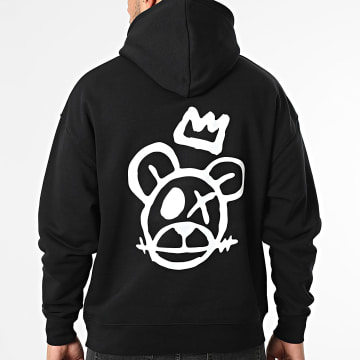 Sale Môme Paris - Felpa con cappuccio Relaxed Nounours Royalty Nero Bianco