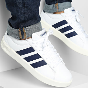 Adidas Performance - Zapatillas Grand Court 3.0 J IH1478 Footwear Blanco Oscuro Azul Núcleo Blanco