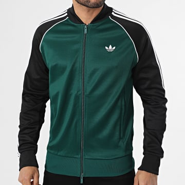 Adidas Originals - Chaqueta con cremallera a rayas KE3509 Verde Negro