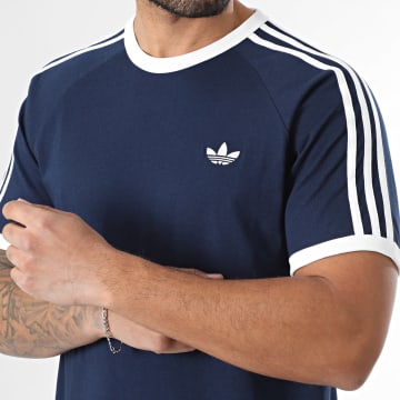 Adidas Originals - Tee Shirt A Bandes 3 Stripes KE3536 Bleu Marine Blanc