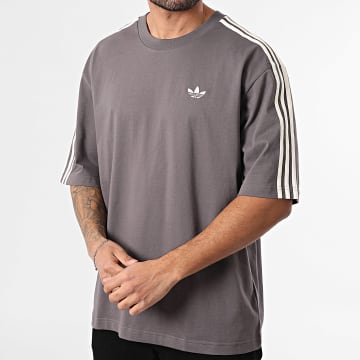 Adidas Originals - Tee Shirt A Bandes Oversize Large 3 Stripes KE1591 Taupe
