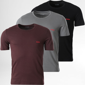 HUGO - Lot De 3 Tee Shirts 50532811 Noir Gris Bordeaux