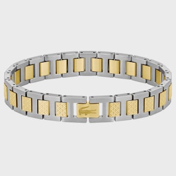 Lacoste - Pulsera Metropole Logo Cocodrilo Grabado Plateado Dorado