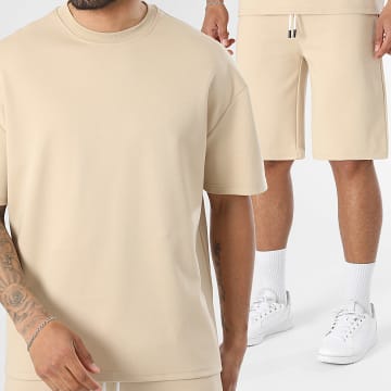 LBO - Completo T-Shirt E Pantaloncino Da Jogging Larga 0032 Beige