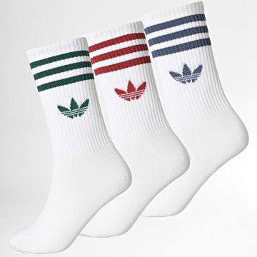 Adidas Originals - Pack van 3 Paren Sokken 3 Stripes Crew KT1690 Wit Rood Blauw Groen