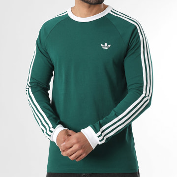 Adidas Originals - Tee Shirt Manches Longues A Bandes 3 Stripes KE3543 Vert Blanc