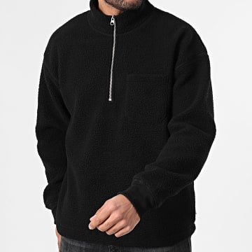 Jack And Jones - Hoodie Met Rits Sherpa Greene Teddy Zwart