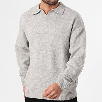JJREBEL - Pull Col V Sonar Gris Chiné