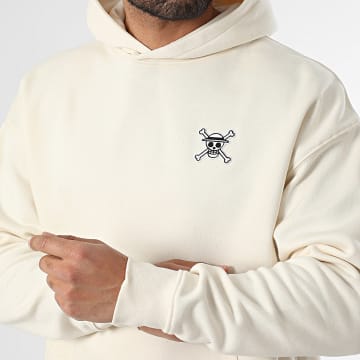One Piece - Sudadera con Capucha Relaxed Patch Blanco Beige