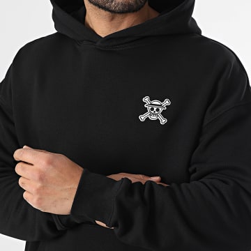 One Piece - Sudadera con Capucha Relaxed Patch Blanco Negro