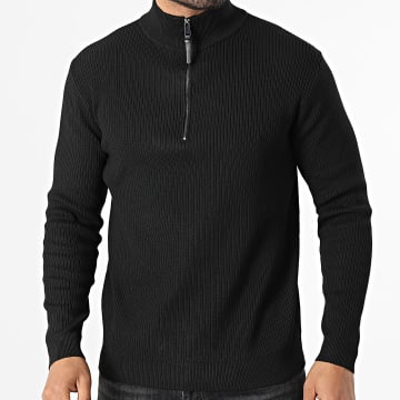 Frilivin - Jersey de cuello alto con cremallera 036 Negro