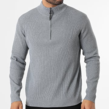 Frilivin - Jersey de cuello alto con cremallera 036 Gris