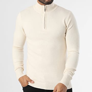 Frilivin - Jersey con Cuello Zip 027 Beige Claro