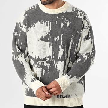 Frilivin - Pull 066 Gris Anthracite Beige Clair