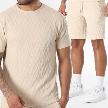 LBO - Ensemble Tee Shirt Et Short Jogging 0382 Beige