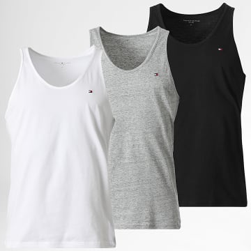 Tommy Hilfiger - Pack de 3 Regatas Signature 3387 Preto Cinza Mesclado Branco