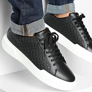 Calvin Klein - Sneakers Chunky Cupsole Laceup Leather AOP 1383 Ck Zwart