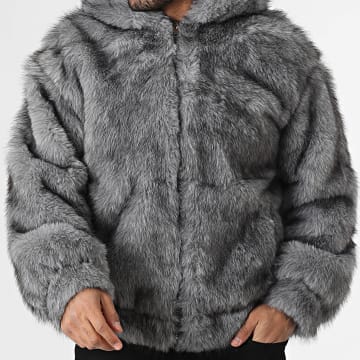 Frilivin - Veste Capuche Fourrure H03 Gris Chiné
