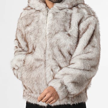 Frilivin - Veste Capuche Fourrure H03 Marron Blanc