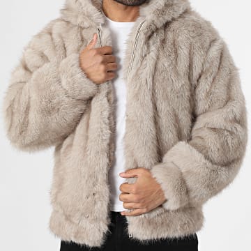 Frilivin - Veste Capuche Fourrure H03 Beige Chiné