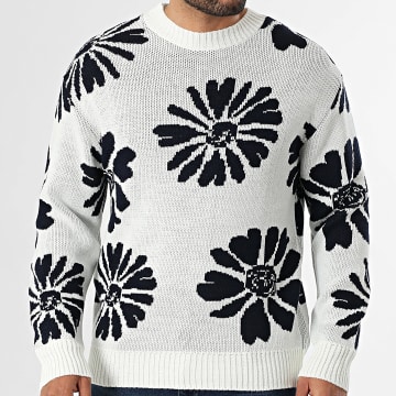 Frilivin - Jersey 541 Blanco Azul Marino Floral