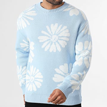 Frilivin - Pull 541 Bleu Clair Blanc Floral