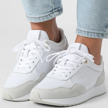 Tommy Hilfiger - Zapatillas Mujer Monogram Mix Material Runner 9267 Blanca