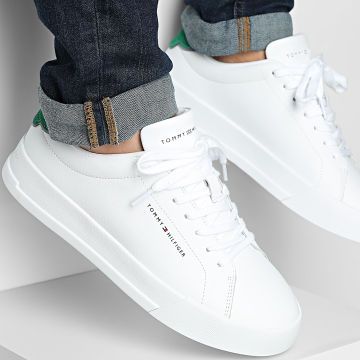 Tommy Hilfiger - Baskets Court Leather Detail Essential 5367 White Nouveau Green