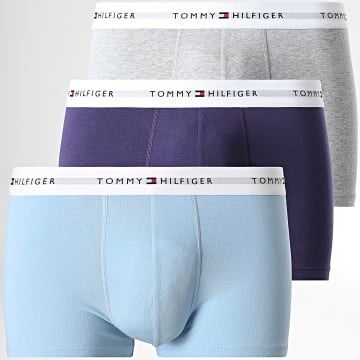 Tommy Hilfiger - Lot De 3 Boxers Trunk 2761 Violet Bleu Clair Gris Chiné