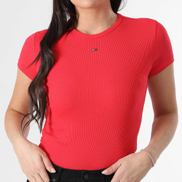 Tommy Jeans - Tee Shirt Slim Femme Essential 7383 Rouge